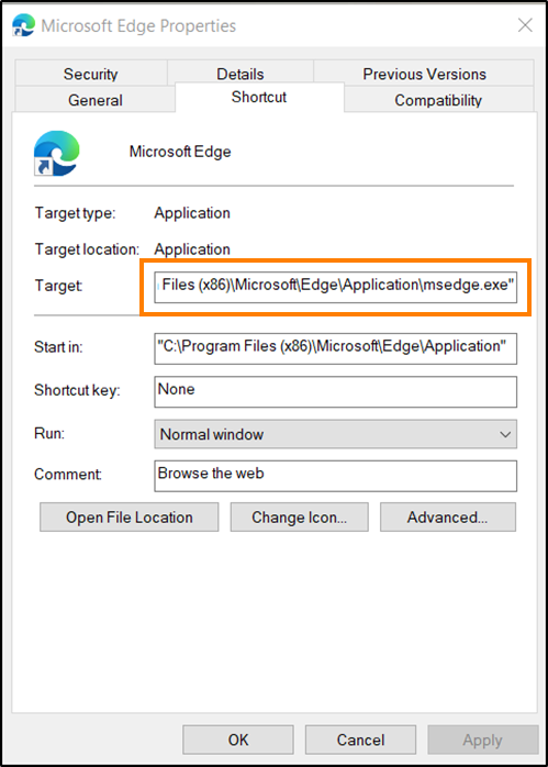 modifier la taille du cache Microsoft Edge