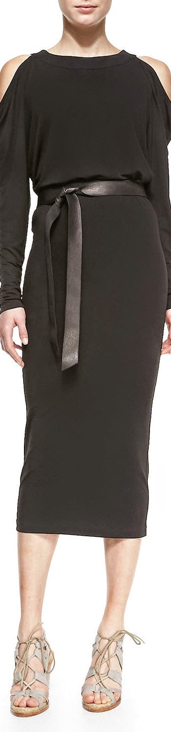 Donna Karan Long-Sleeve Cold-Shoulder Dress 