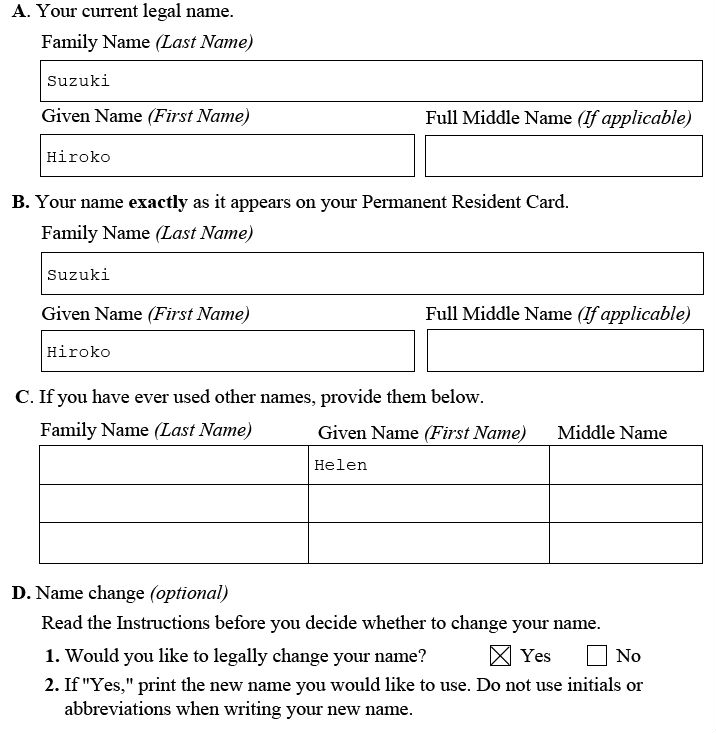 Application Form Application Form N 400 For Citizenship