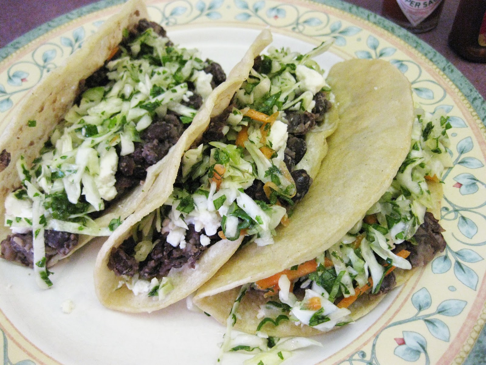 Bloatal Recall Black Bean Tacos with Feta and Cabbage Slaw