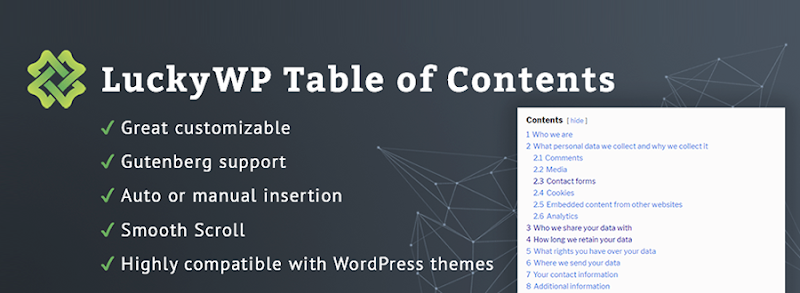 Table of Contents plugin, LuckyWP