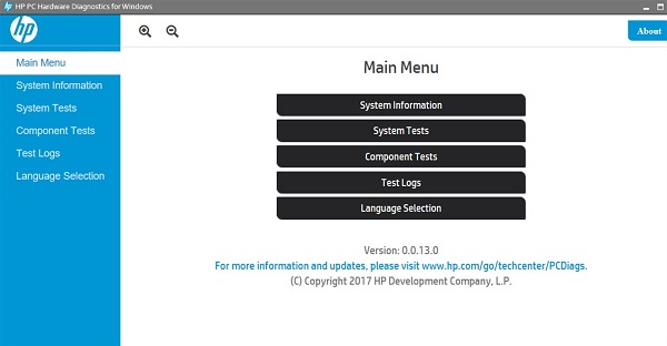 HPDiagnosticsWindowsソフトウェア