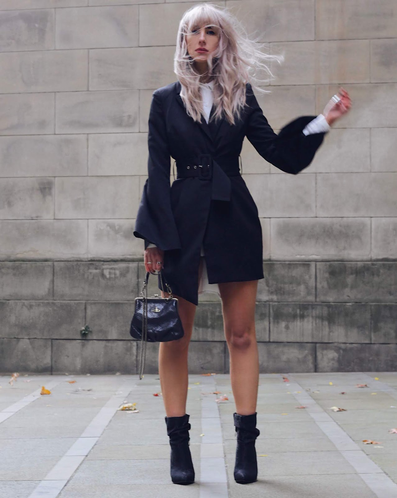 blazer dress with ankle boots