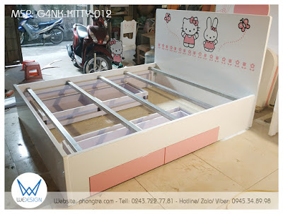 Giường 4 ngăn kéo trang trí Hello Kitty và Thỏ Melody G4NK-KITTY.012