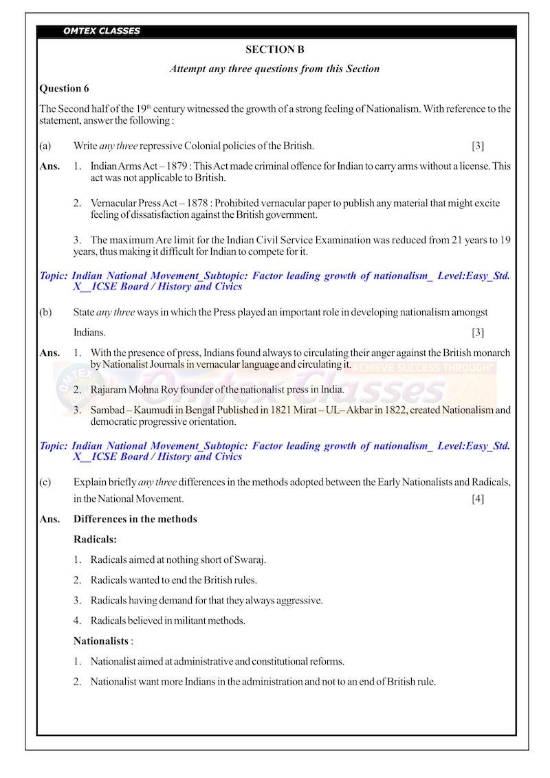X_ICSE Board_Official_History & Civics (Paper-1)__Solutions_[01.03.2019]