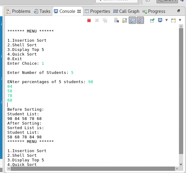 C++ Program to demonstrate Shell sort, insertion sort and