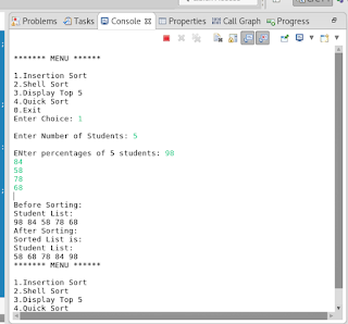 C++ Program to demonstrate Shell sort, insertion sort and Quick Sort ...