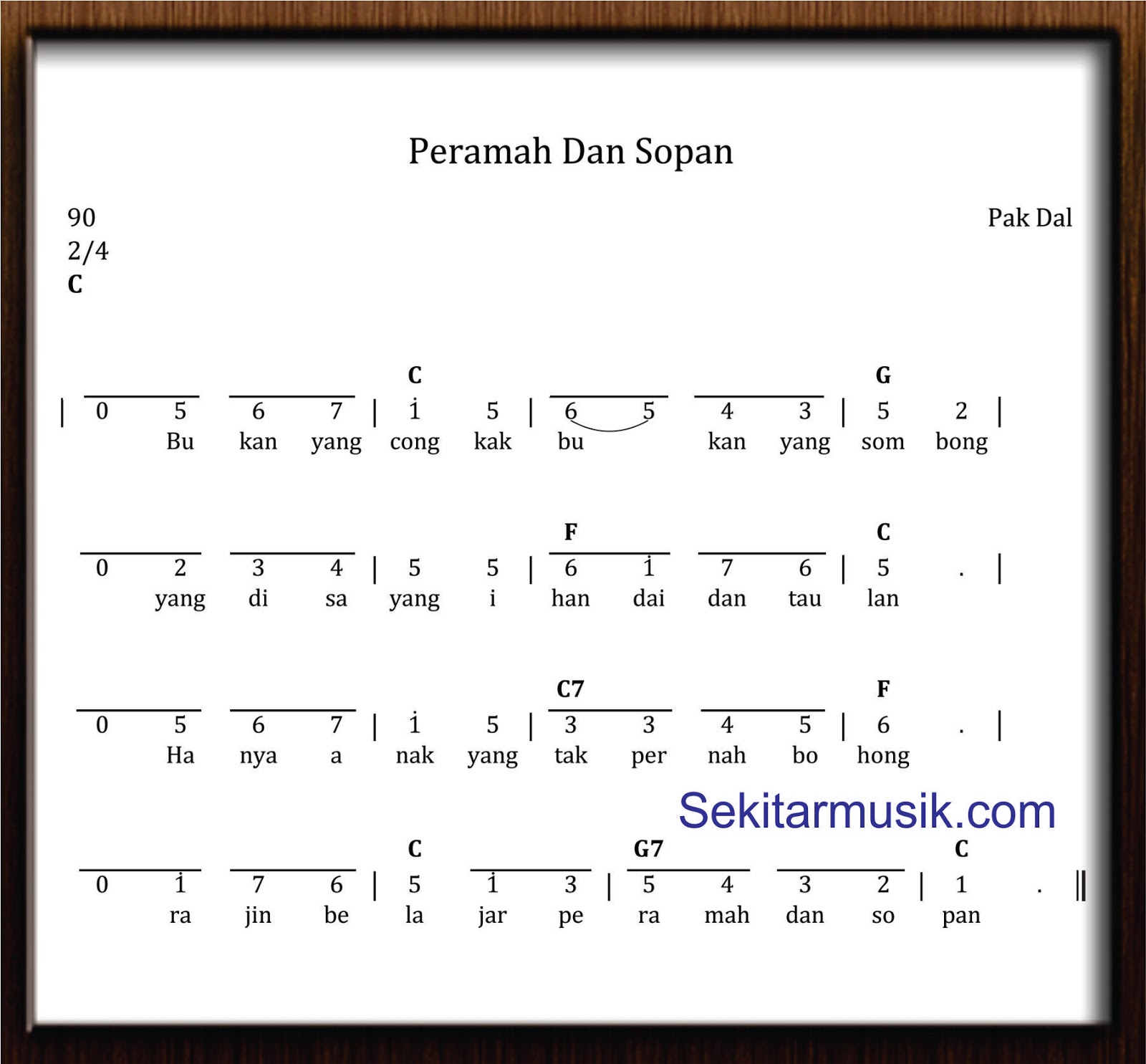 Not Angka Peramah Dan Sopan SEKITAR MUSIK