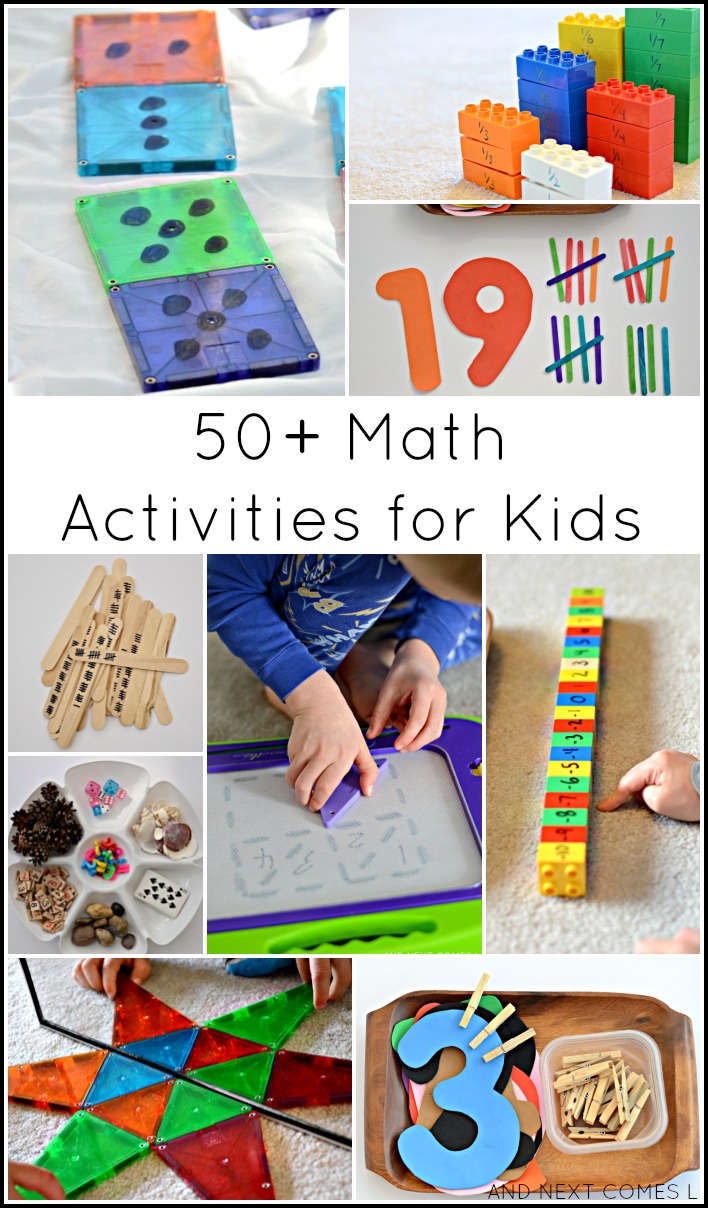 50+ math activities for kids (counting, addition, tally marks, fractions, & more!) - And Next Comes L for Fun at Home with Kids