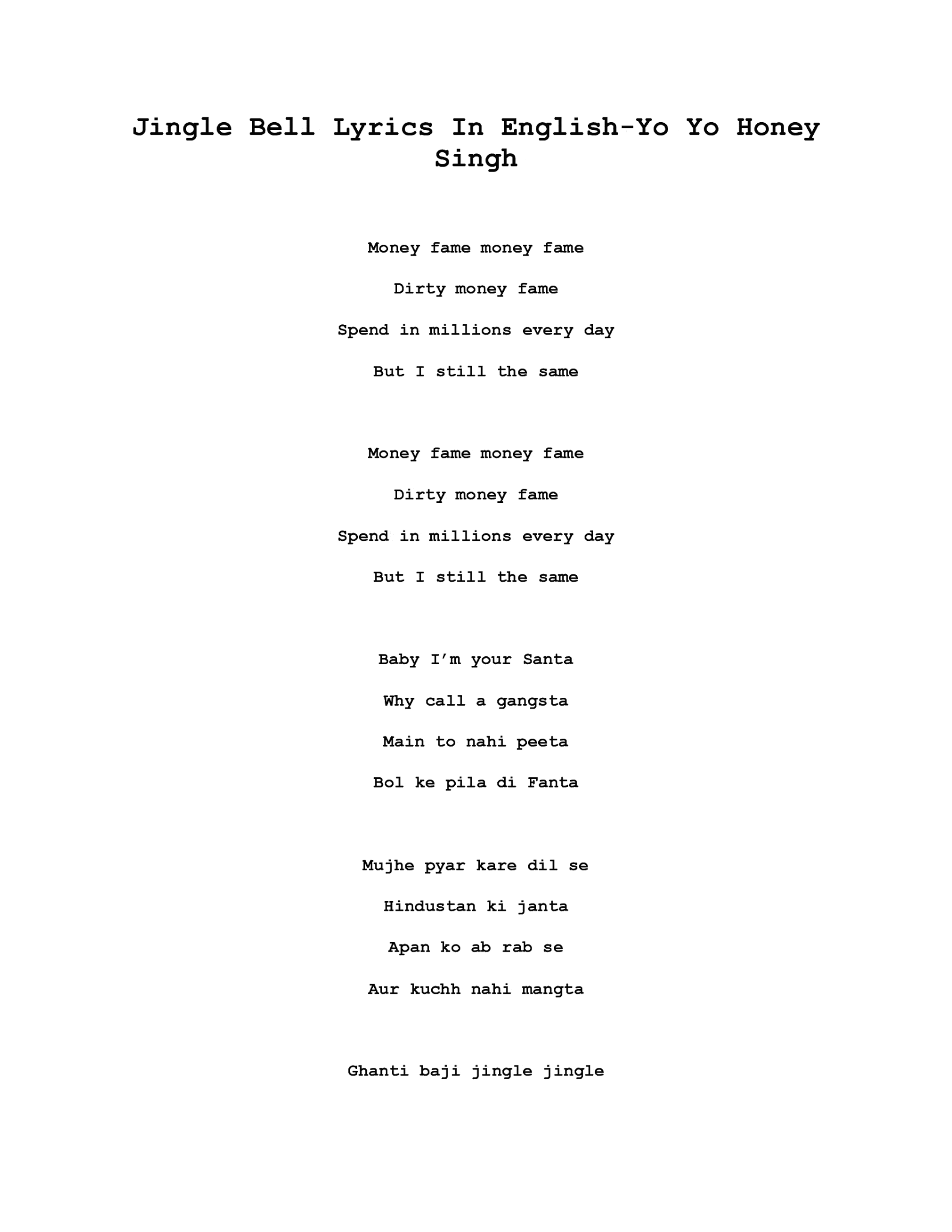 Jingle bells lyrics traditional full 4 Jingle Bell Lyrics In English And Hindi - Yo Yo Honey Singh | Hommie