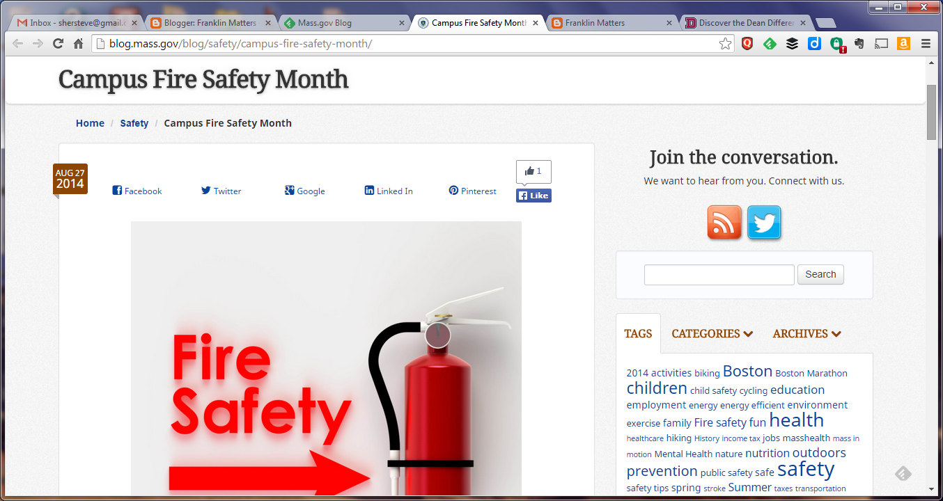MA.gov blog on fire safety
