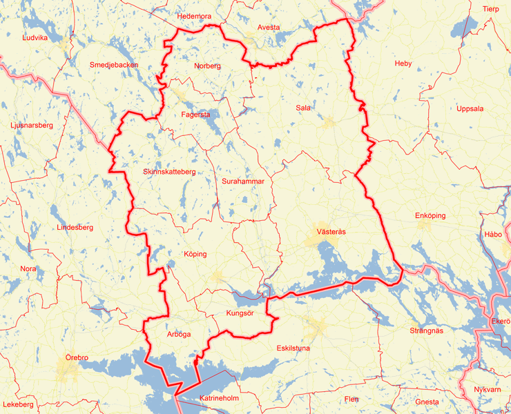 Karta över Västmanland Regionen | Karta över Sverige, Geografisk