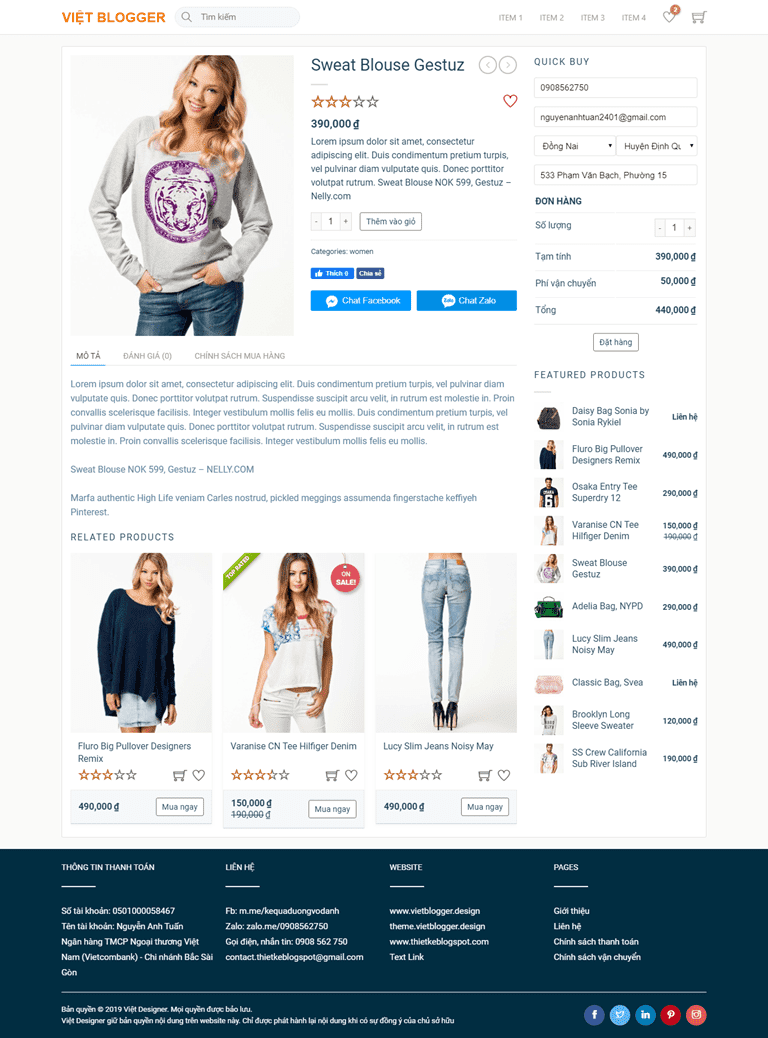 Giới thiệu theme bán hàng Việt Designer Shop