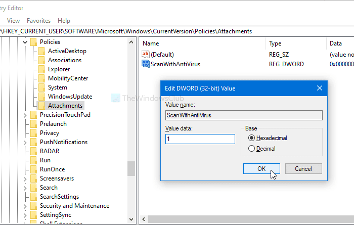 Cómo evitar que Windows notifique al antivirus para escanear archivos adjuntos