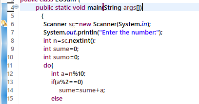 Java Program to print sum of even and odd digit of given number