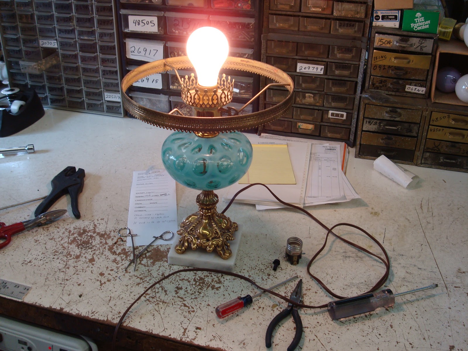 Lamp Parts and Repair Lamp Doctor Antique Table Lamp with Glass