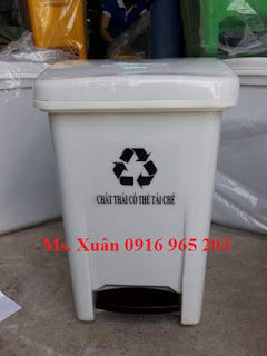 Thùng rác đạp chân 20 lít màu trắng y tế Thùng rác màu trắng 20 lít y tế