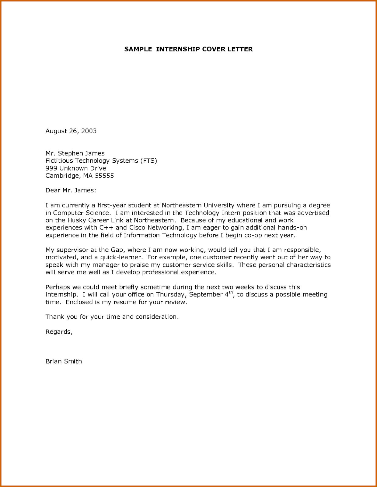 acceptance letter of internship