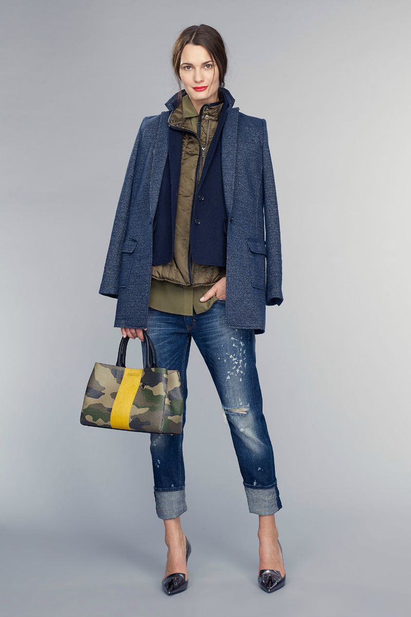 banana republic fall 2015 ootd outfit denim jeans and camo layers