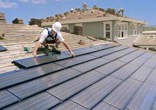 The installation of the environmentally friendly power source solar panels