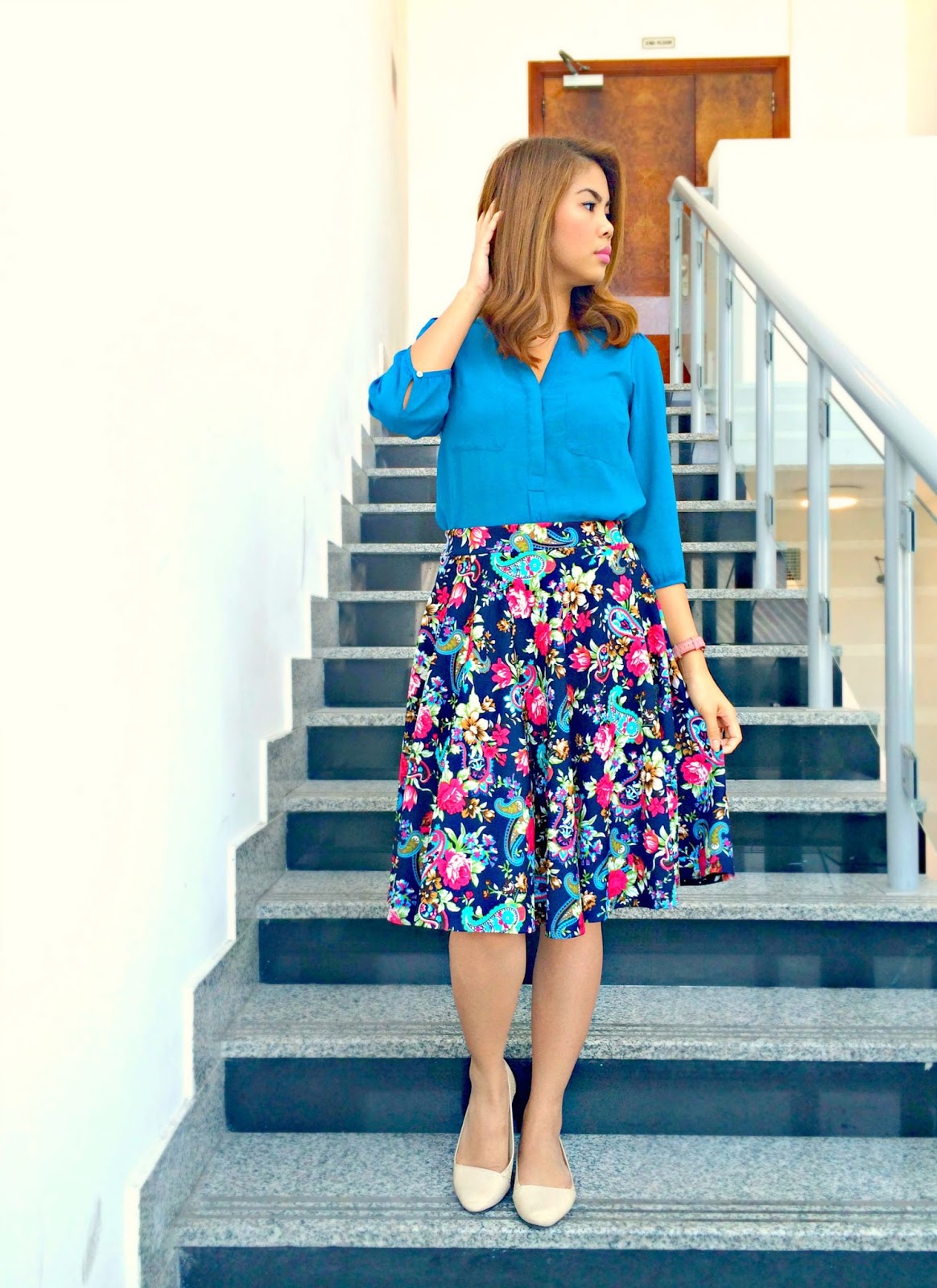 The Bandwagon Chic FLORAL MIDI SKIRT
