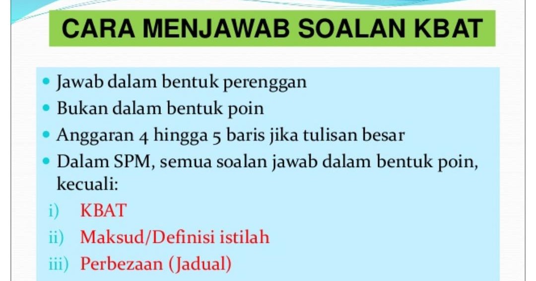 Contoh Soalan Kbat Komsas Spm - Terengganu w