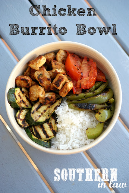 Healthy Chicken and Rice Burrito Bowl - Gluten free, low fat recipe