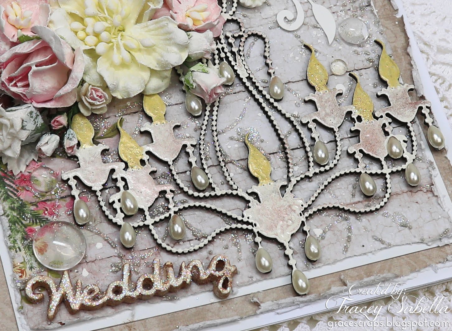Garden of Grace Shabby Mixed Media Wedding Card for ScrapBerry's
