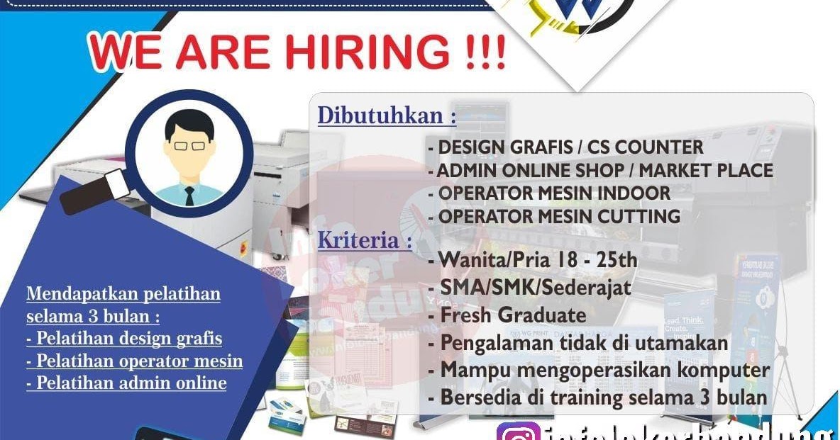 Lowongan Kerja WG Print Bandung Oktober 2019 - Info Loker Bandung 2021