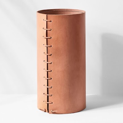 tall leather wrapped vase
