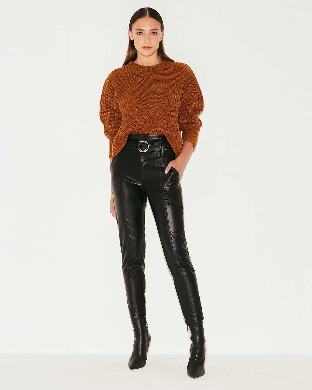 pantalones de cuero invierno 2021 moda mujer