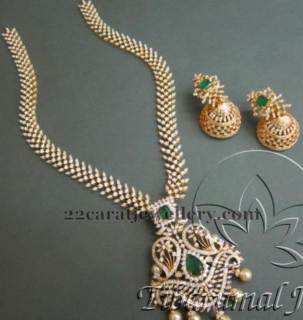 Medium Size Dazzling Necklace with Jhumkis
