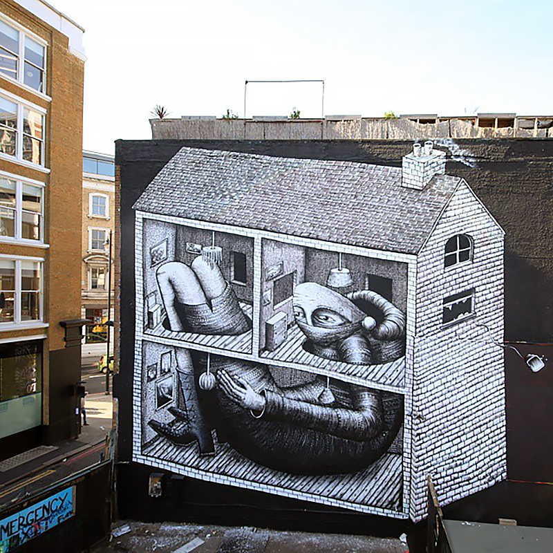 Phlegm creates a new mural in East London, UK – StreetArtNews