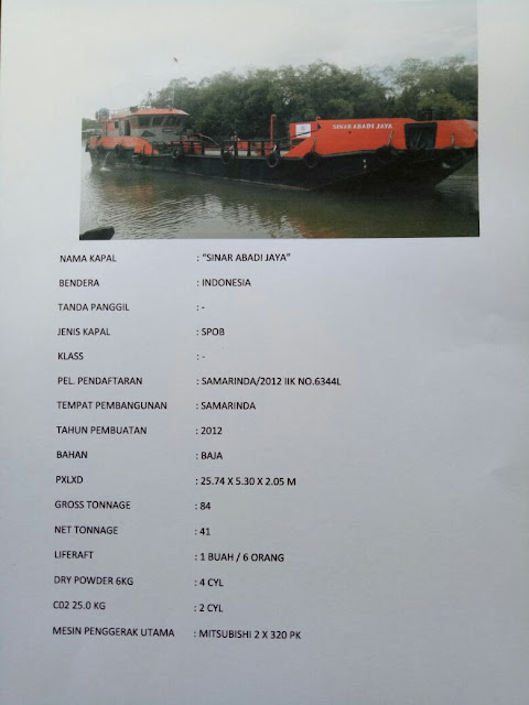 SPOB BBM Sinar Abadi Jaya, jual kapal SPOB BBM Sinar Abadi Jaya, pemilik Kapal SPOB BBM Sinar Abadi Jaya, jual kapal spob BBM kapasitas 150 ton, jual kapal spob BBM tahun 2012, jual kapal spob bbm di samarinda