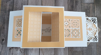 Frame fold card today's tiles Stampin up pale Papaya