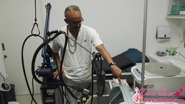 Dr Ruban menunjukkan sebahagian dari peralatan yang di gunakan di klinik beliau