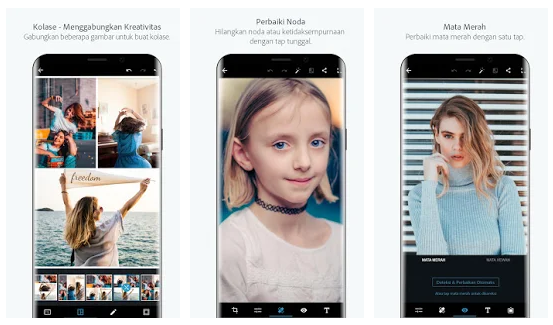 11 Aplikasi Edit Foto Terbaik Tahun 2020 di Android Melakukan pengeditan foto salah satu cara yang dapat dilakukan untuk merefresh foto kita menjadi lebih berkualitas dan terlihat lebih bagus sebelum dilakukannya pengeditan terhadap foto tersebut. Zaman milenial saat ini kita tidak perlu mengedit foto dengan cara mengeluarkan banyak dana dan menghabiskan waktu supaya foto kita terlihat cantik dan menarik karena telah banyak aplikasi yang tersedia untuk editing foto yang dapat digunakan dengan mudah. Pada artikel ini Tigaribu.net menyajikan aplikasi- aplikasi yang sangat unik dan banyak orang tidak mengetahui namun dapat mempemudah dalam proses edit foto menjadi lebih menarik untuk dilihat, tentunya dapat mengubah wajah kita supaya lebih cantik, tampan, lucu dan imut. Berikut 11 Aplikasi Edit Foto Terbaik di Android 2020 serta rangkuman yang singkat dan mudah dipahami : 1. PicsArt Photo Studio Aplikasi Edit Foto Terbaik yang satu ini dapat kita gunakan untuk edit foto sesuai yang kita inginkan. Karena sudah ramai orang mengunduh aplikasi yang satu ini di play store android. Anda dapat mengubah foto sesuai fitur yang sudah tersedia dalam Aplikasi Edit Foto Terbaik ini. Contohnya membuat bingkai foto, kolase, warna, menambahi stiker lucu, dan lainsebagainya. Cara penggunaan aplikasi PicsArt Photo Studio sangat mudah kita hanya tinggal mengunduh aplikasinya dan bisa digunakan sesuai yang kita inginkan. 2. Adobe Photoshop Express Aplikasi ini memiliki tampilan yang sangat mudah dan kecil (minimalis), Adobe Photoshop Express merupakan aplikasi edit foto di android yang sangat cocok untuk mengubah foto dengan mudah dan cepat dalam penggunaannya bisa juga kita katakan sangat elegan. Adobe Photoshop Express disediakan dengan berbagai fitur yang bisa kita pilih ketika mau digunakan misalnya, potong (crop), perputaran foto (Photo Rotasi), ada juga Straigten dan Flip foto. Fitur ini dapat membuat foto anda cantik dan berkolaborasi. -PhotoDirector Aplikasi Edit Foto Terbaik salah satunya PhotoDirector merupakan aplikasi yang bisa digunakan sebagai edit foto di android dan memiliki berbagai kegunaan (multi-fungsi). Hasil dari editan aplikasi ini mempunyai banyak tampilan yang style dan penggunaan yang dapat anda sesuaikan dengan warna dan foto yang muncul dengan menggunakan beberapa fitur yang sudah tersedia contohnya create mood with overlays, total color control, quick tone adjustment dan masih banyak lagi yang dapat kita gunakan saat edit foto di android meskipun sederhana tetapi hasilnya elegan dan indah dipandang. Aplikasi PhotoDirector bisa langsung kita gunakan saat ingin mengambil foto dari kamera android kita dan langsung membagikan ke media sosial seperti Instagram,Twiter dll. -Aviary Photo Editor Aplikasi ini memiliki beberapa fungsi yang bisa mengedit foto dengan hasil yang cantik dan sempurna. Dalam aplikasi Aviary Photo Editor mempunyai berbagai fitur yang bisa digunakan oleh pengedit foto di android misalnya create beautiful photos, stylisprofesional effects dan menambahkan stiker anda frames. Hasilnya juga tak kalah dengan aplikasi edit foto lainnya. Cara mengaplikasikannya sangat mudah dan alatnya canggih untuk mengubah pencahayaan serta sketsa dalam foto. -Air Brush Aplikasi ini tak kalah saing dengan aplikasi edit foto lainnya karena memiliki fitur-fitur yang sangat canggih dan mudah dipergunakan dalam proses pengeditan foto sehingga menghasilkan foto yang sangat indah dan wajah kelihatan elegan dipandang. Aplikasi ini memiliki alat retouch user friendly yang kere. Aplikasi ini bisa mengubah banyak bentuk atau warna misalnya membuat wajah mulus meskipun banyak jerawat, memutihkan warna gigi dan mengubah warna rambut, alis dan mata sesuai keinginan yang menggunakan aplikasi Air Brush ini. -Toolwiz Photos-Pro Editor Aplikasi ini merupakan edit foto yang canggih dapat mengubah warna sketsa dan membuat bingkai foto. Aplikasi ini bisa mengubah banyak bentuk atau warna misalnya membuat wajah mulus meskipun banyak jerawat, memutihkan warna gigi dan mengubah warna rambut, alis dan mata sesuai keinginan yang menggunakan aplikasi Toolwiz Photos-Pro Editor ini. Dengan rancangan yang sangat sederhana dan mudah digunakan tinggal kita mengunduh terlebih dahulu di play store.aplikasi ini dapat mengubah foto seperti Magic Filters, Double Exposure, Reflection, dan Urban Effect sesuai selera kita dalam mengedit foto. -Pixir Aplikasi ini sangat cocok untuk anak muda yang suka dengan ciptaan alam atau warna yang sejuk karena aplikasi Pixir menyediakan fitur yang dapat mengubah latar belakang foto misalnya warna dengan cara orat-oret dan juga sketsa sesuai dengan warna yang disediakan aplikasi ini. Aplikasi Pixir bisa langsung kita gunakan saat ingin mengambil foto dari kamera android kita dan langsung membagikan ke media sosial seperti Instagram,Twiter, FB, dan WhatsUp -YouCam Perfect Aplikasi Edit Foto Terbaik salah satunya YouCamp Perfect yang elegan dan mudah digunakan. Dalam aplikasi ini menyediakan fitur-fitur seperti Snap the best selfie ever with Real – time edits, Edit your snaps with awesome effects. Banyak kalangan kaum hawa ingin sekali mengedit wajahnya supaya kelihatan glowing aplikasi ini juga kita bisa gunakan seperti Get flawless skin Instantly with skin smoothener agar terlihat cantik dan natural. Setelah kita siap edit foto dengan aplikasi ini bisa langsung membagikan ke media sosial kita. -Photo Lab Photo Lab salah satu Aplikasi Edit Foto Terbaik yang banyak digunakan oleh pengguna android yang memiliki ratusan fitur-fitur yang membuat kita senang menggunakan aplikasi ini. Caranya juga cukup mudah serta sangat minimalis sehingga dapat menghasilkan foto yang terlihat elegan dan tidak terlalu menor. Ketika kita ingi mengubah wajah dengan binatang kesukaan kita cukup menggunakan efek Awesome Effect itu akan kelihatan seram tetapi indah untuk dipandang ini biasa laki-laki yang sering menggunakan efek tersebut, dan banyak lagi seperti mengubah warna wajah dan rambut kita cukup menggunakan efek Add Classy Styles. -Photo Shine Aplikasi ini memiliki tampilan yang sangat mudah dan kecil (minimalis), Photo Shine merupakan aplikasi edit foto di android yang sangat cocok untuk mengubah foto dengan mudah dan cepat dalam penggunaannya bisa juga kita katakan sangat elegan. Photo Shine disediakan dengan berbagai fitur yang bisa kita pilih ketika mau digunakan misalnya, potong (crop), perputaran foto (Photo Rotasi), ada juga Straigten dan Flip foto. Fitur ini dapat membuat foto anda cantik dan berkolaborasi. -Adobe ImageReady Aplikasi ini tak kalah saing dengan aplikasi edit foto lainnya karena memiliki fitur-fitur yang sangat canggih dan mudah dipergunakan dalam proses pengeditan foto sehingga menghasilkan foto yang sangat indah dan wajah kelihatan elegan dipandang. Aplikasi ini memiliki alat retouch user friendly yang keren. Aplikasi ini bisa mengubah banyak bentuk atau warna misalnya menyatukan berbagai foto dalam satu album dan menggunakan aplikasi ini kita dapat menggunakan efek yang sudah disediakan oleh aplikasi Adobe ImageReady Demikian ulasan aplikasi edit foto terbaik yang sudah di sajikan untuk pengunjung setia tigaribu.net. Karena begitu banyak pilihan aplikasi edit foto terbaik tahun 2020 di android silahkan pelajari dan share yah artikel ini di medsos, hehehe. Semoga artikel ini dapat bermanfaat bagi anda. Nama Penulis : Elfrida Dorna Siburian