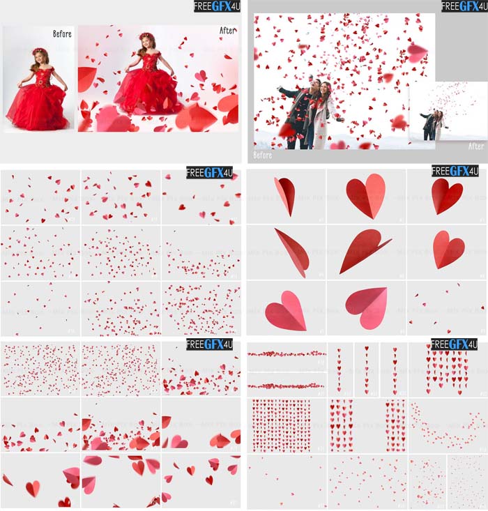 Red Paper Hearts Overlays