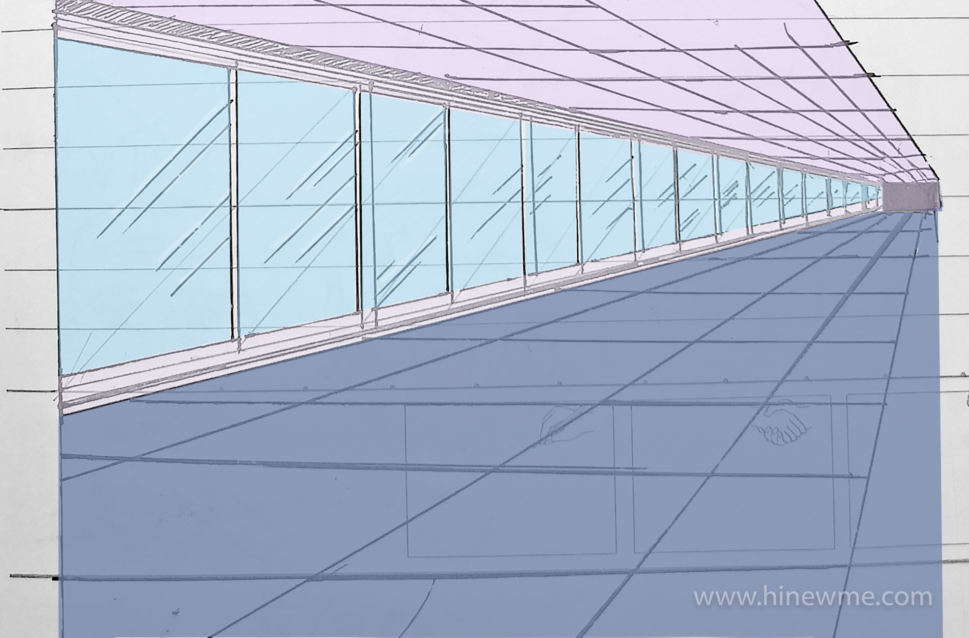 How to draw the perspective effect of interior architecture