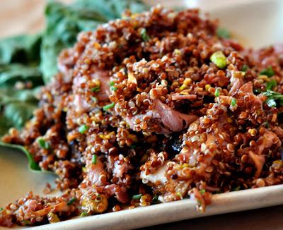 Red Quinoa Salad with Smoked Duck Breast, Dried Figs, Pistachios, and Pedro Ximenez Vinaigrette at Zuzu in Napa, CA - Photo by Taste As You Go