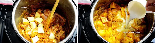 Add potato to curry chicken