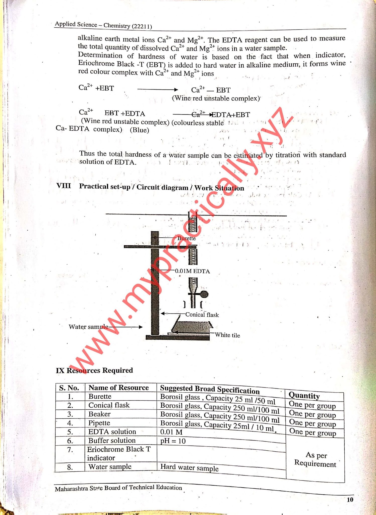 Hardness of water practical answers Applied Chemistry Msbte Manual Answers