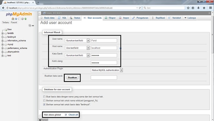 Membuat Database Xampp