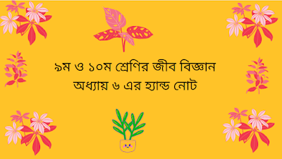 ৯ম ও ১০ম শ্রেণির জীব বিজ্ঞান অধ্যায় ৬ এর হ্যান্ড নোট