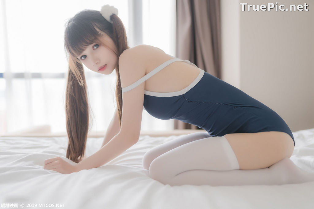 Image [MTCos] 喵糖映画 Vol.036 – Chinese Cute Model – Navy Blue Monokini and White Stockings - TruePic.net - Picture-3