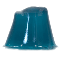 A bright blue dome shaped shower jelly on a bright background 