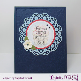 Divinity Designs Stamp Set: Fruit of the Spirit, Embossing Folder: Flourishes, Custom Dies:  Doily, Pierced Circles, Circles, Bitty Blossoms, Pierced Rectangles 