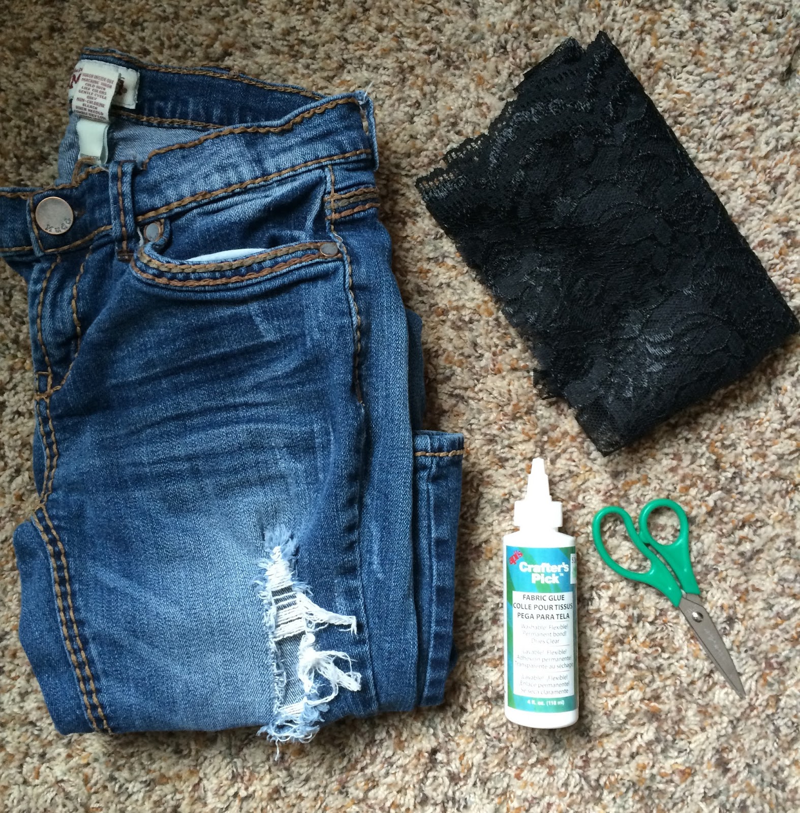 Hint of Blush How to Patch Jeans With Lace