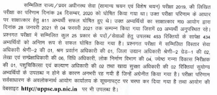 UPPSC PCS 2019 Final Result