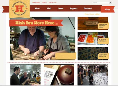 Home page snapshot of the Hamilton Wood Type Museum website